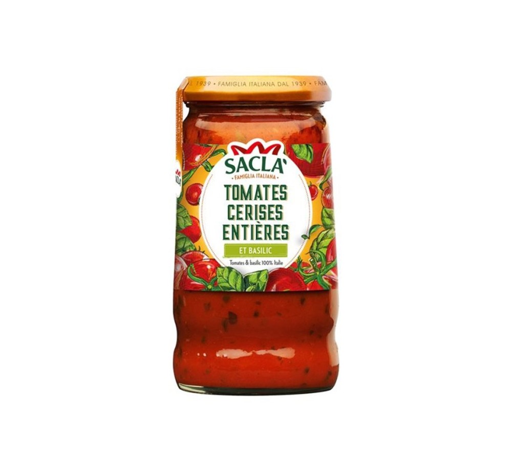 Sauce Tomates Cerises & Basilic 345g – Recette Saclà