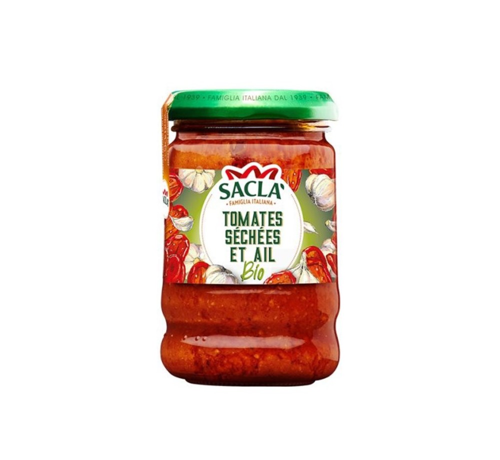 Sauce Tomates Séchées & Ail Bio 190g – Recette Saclà