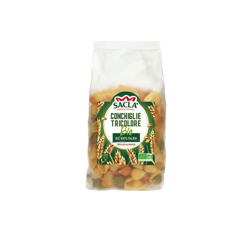 Pâtes Conchiglie Tricolore Bio Saclà 500 g – Pâtes italiennes