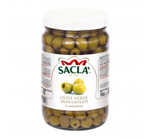 Olives vertes dénoyautées au naturel 1,55 kg – Format pro Saclà