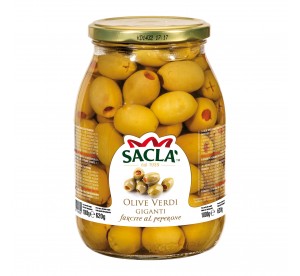 Olives vertes géantes au poivron au naturel 1 kg – Gros format Saclà