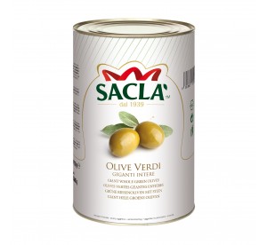 Olives vertes entières géantes au naturel 4,1kg – Format pro Saclà