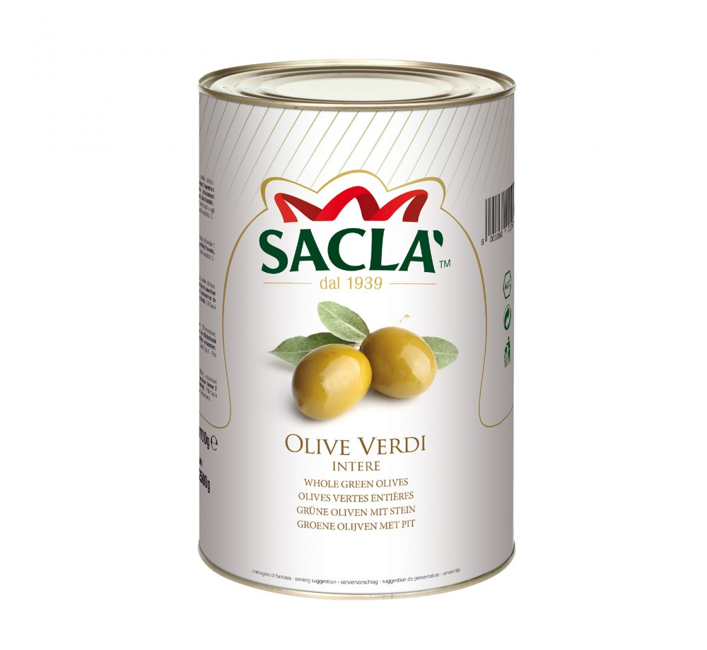 Olives vertes entières au naturel 4,25 kg – Format pro Saclà