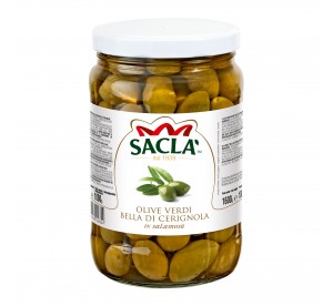 Olives vertes Belle de Cerignola au naturel 1,6kg – Format pro Saclà