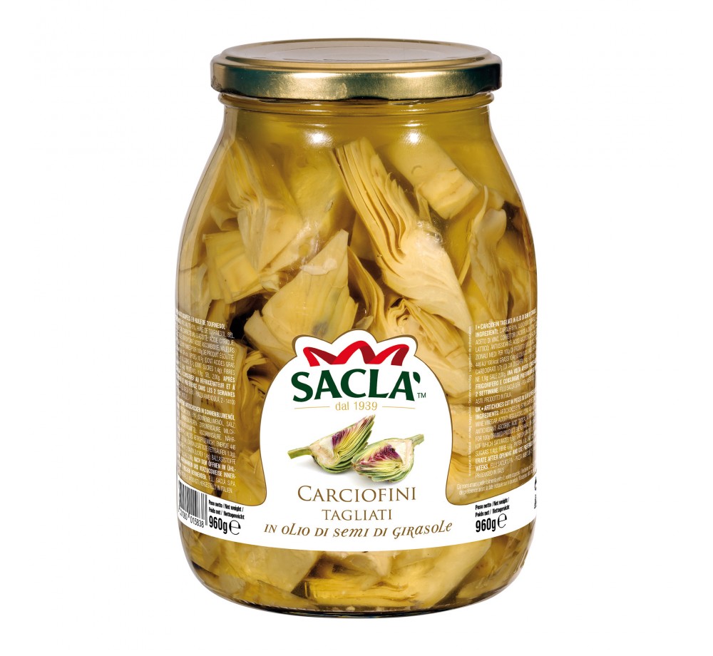 Quartiers d’artichauts à l’huile de tournesol 960 g – Format pro Saclà