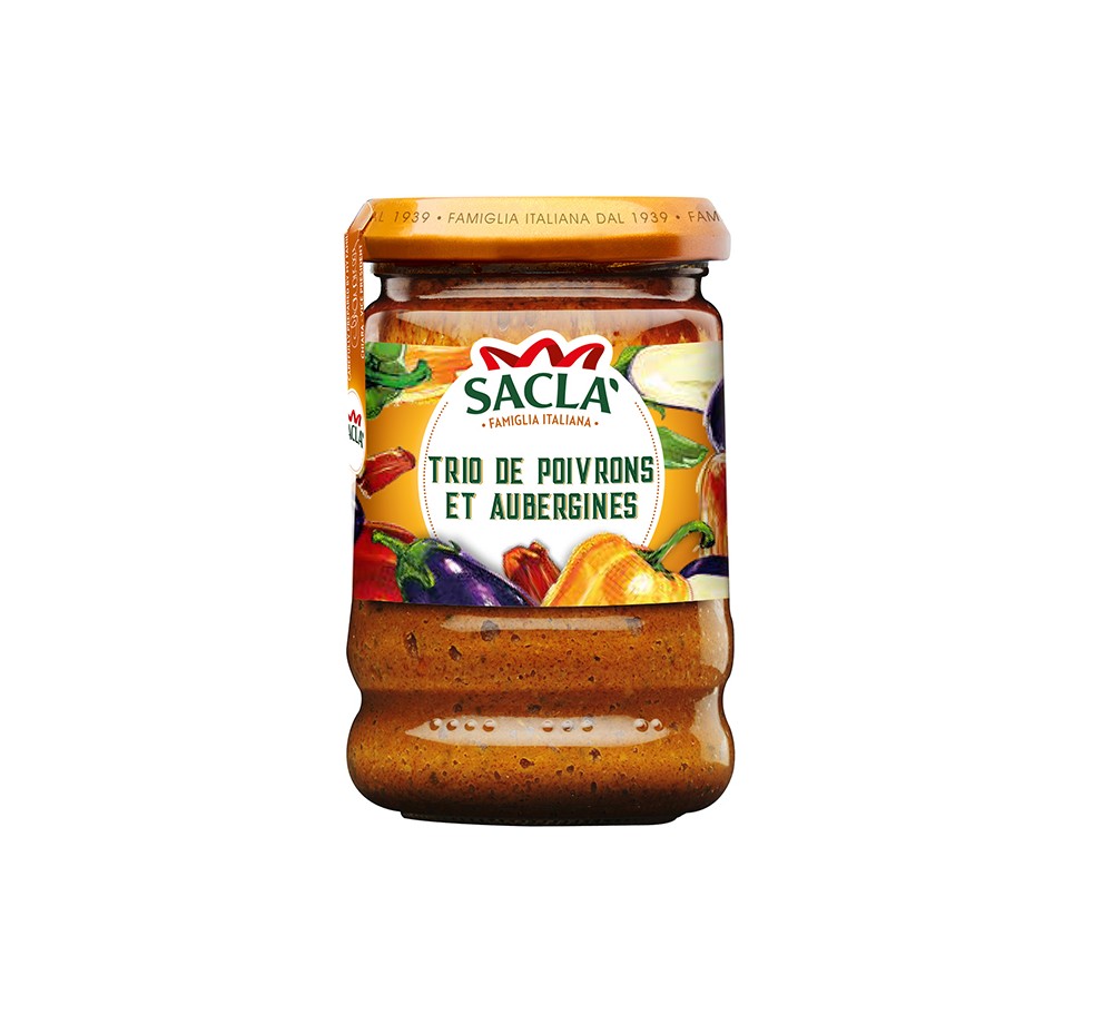 Sauce Trio de Poivrons & Aubergines Saclà 190g – Recette gourmande