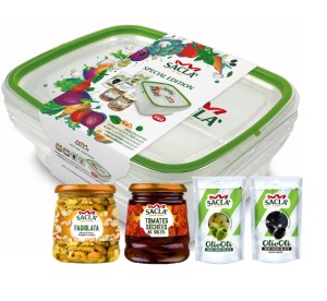 Coffret apéritif italien + boîte lunch Snips OFFERTE – Antipasti Saclà