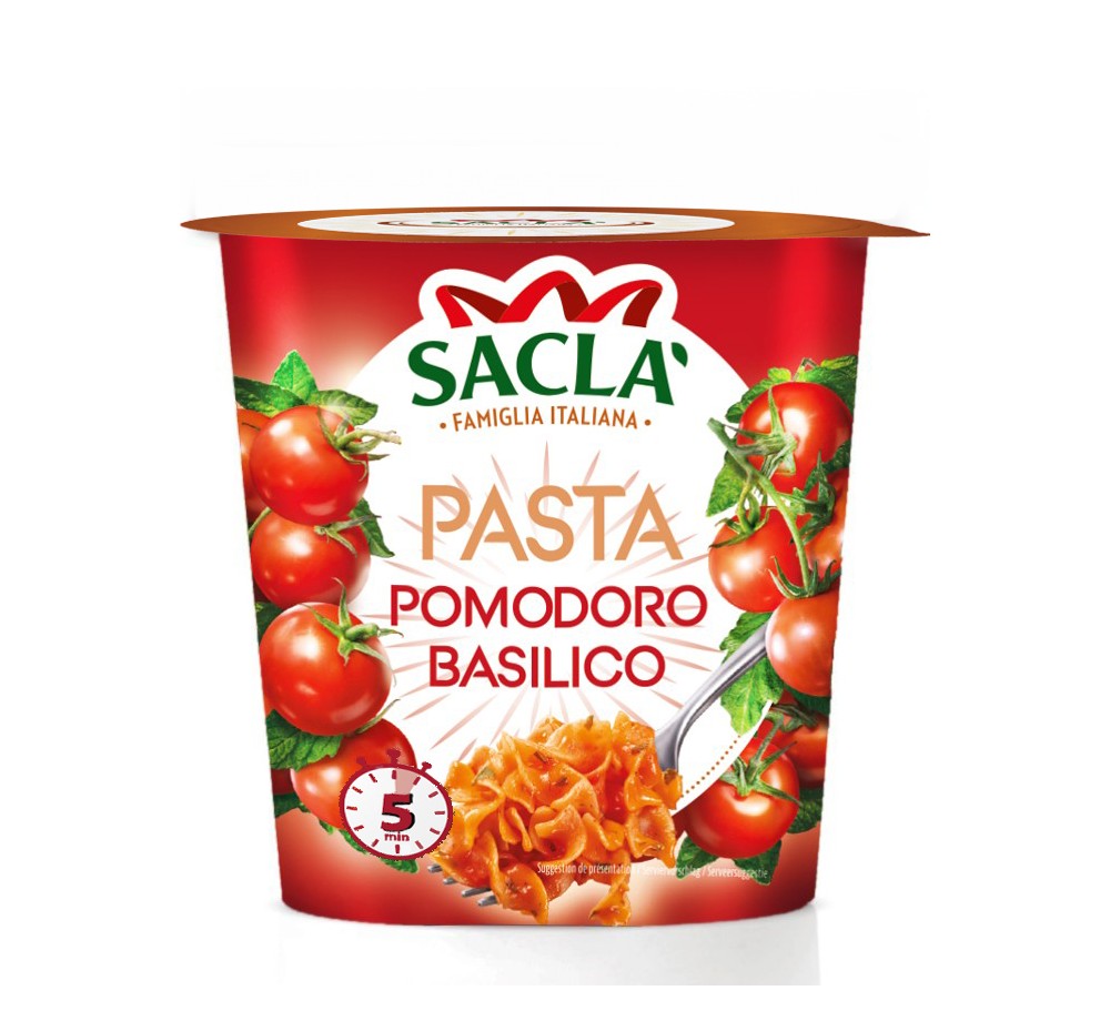 Pasta pot Tomates & Basilic 80 g – Pâtes prêtes en 5 minutes | Saclà