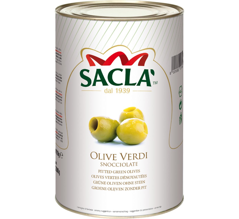 Olives Vertes Dénoyautées 4,1 kg – Format pro | Saclà