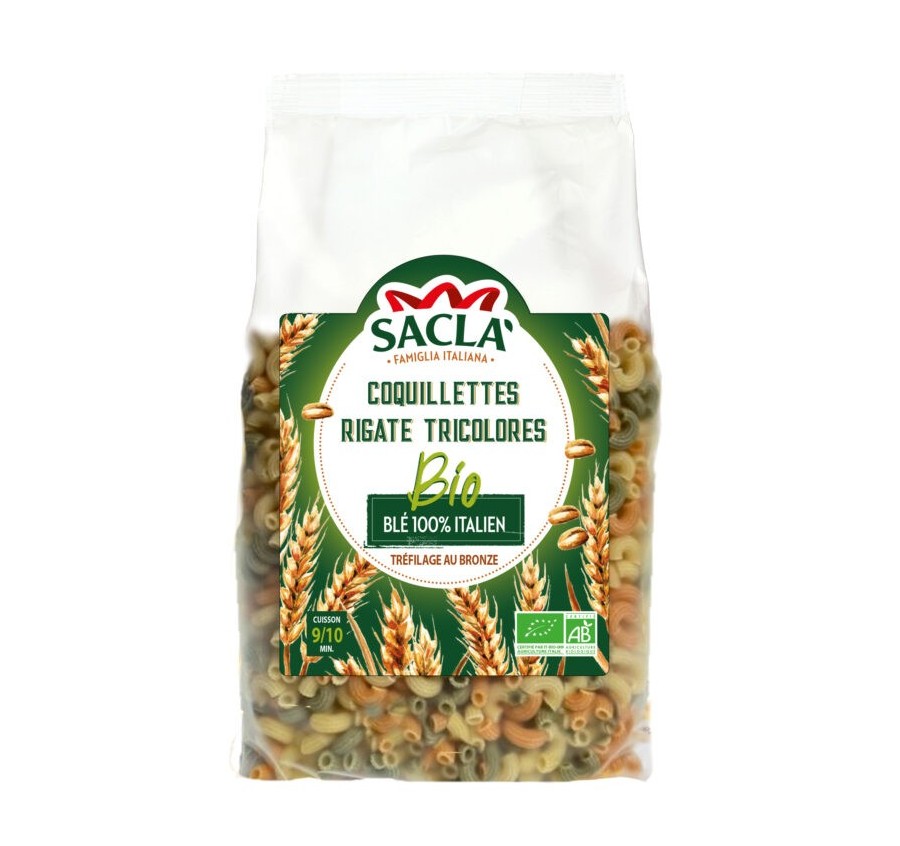 Pâtes Coquillettes rigate tricolore bio 500gr Pâtes Coquillettes rigate tricolore bio 500gr