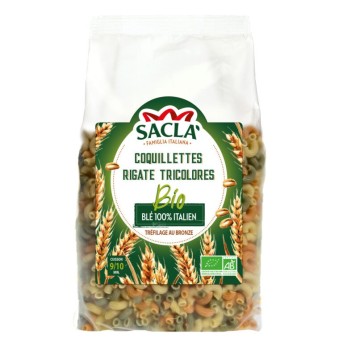 Pâtes Coquillettes Rigate Tricolore Bio Saclà 500 g – Pâtes italiennes